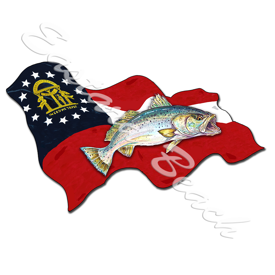 Georgia Flag with Speckled Trout - Click Image to Close
